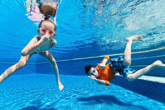 Kids playing in the pool